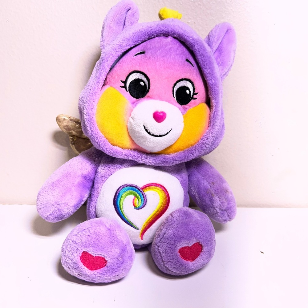 Care Bears 9in‎ Togetherness Bear Pegasus Plush Purple Rainbow Gold Wings